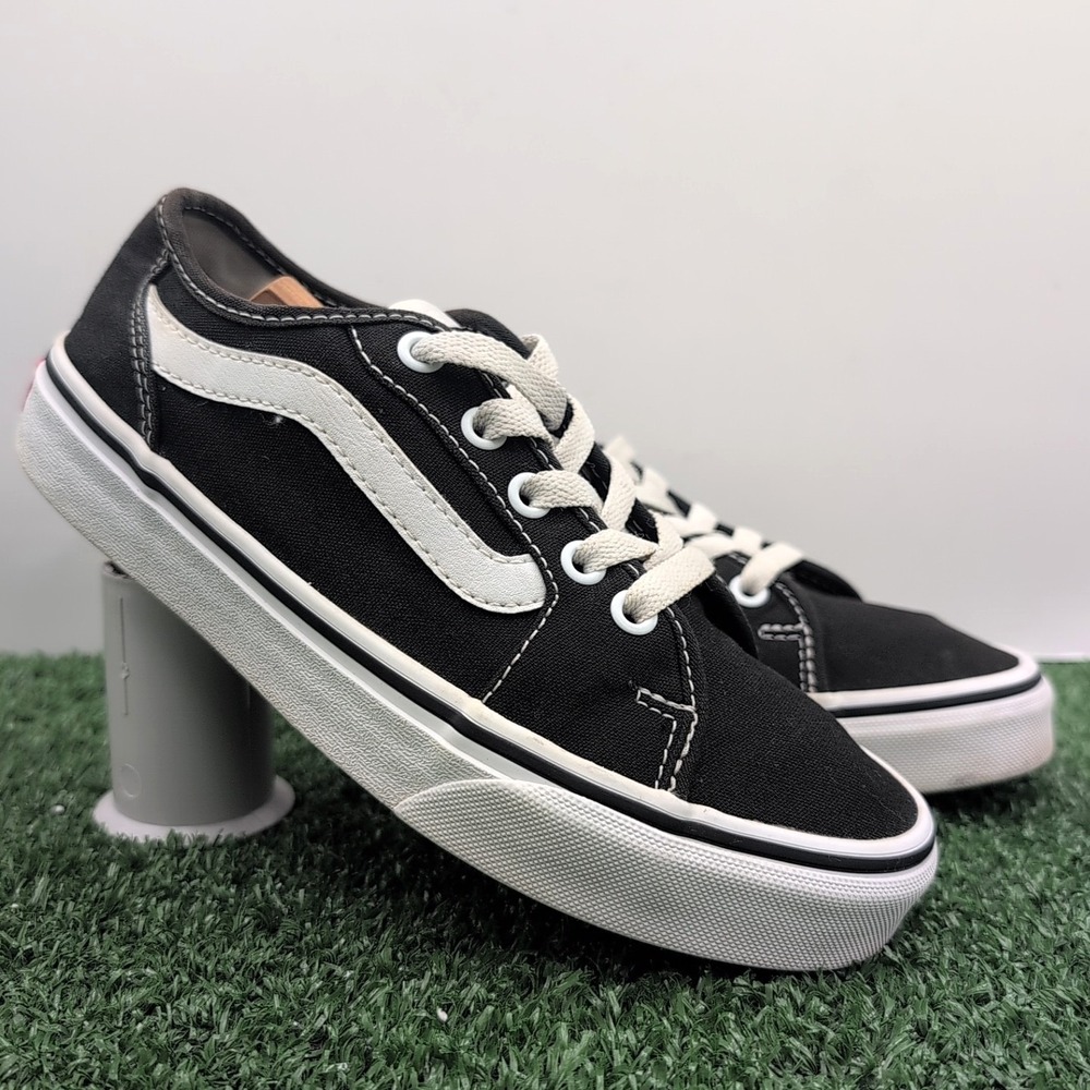 Vans Filmore Decon Shoes Women's 5.5 Medium Black White Canvas Suede Sneakers